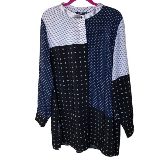 Alfani long sleeve Polka Print Tunic Top Blouse, Colorblock size XL - Picture 2 of 9